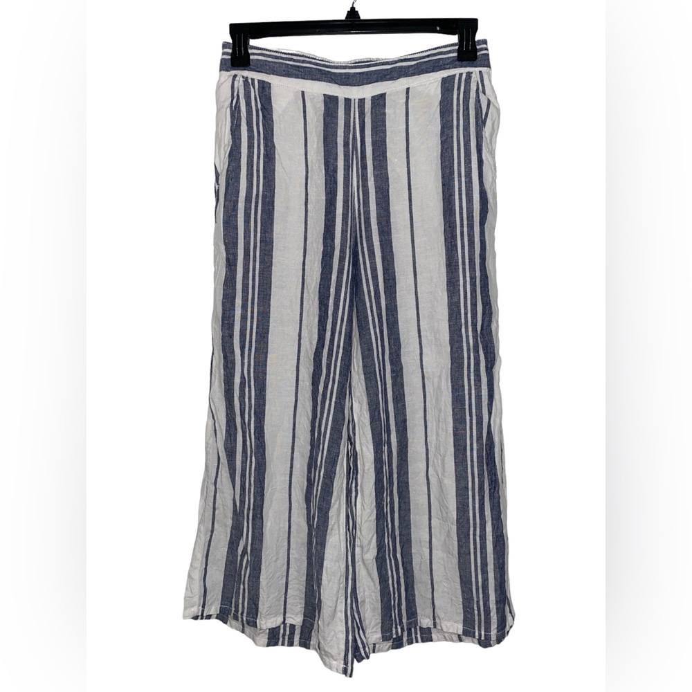 C&C California 100% Linen Wide Leg Pants | Striped Pull on Linen Pants